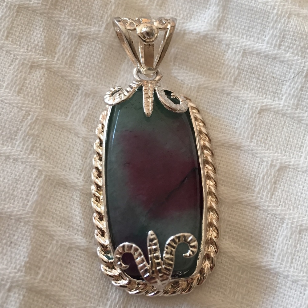 Sterling silver pendant genuine stone necklace